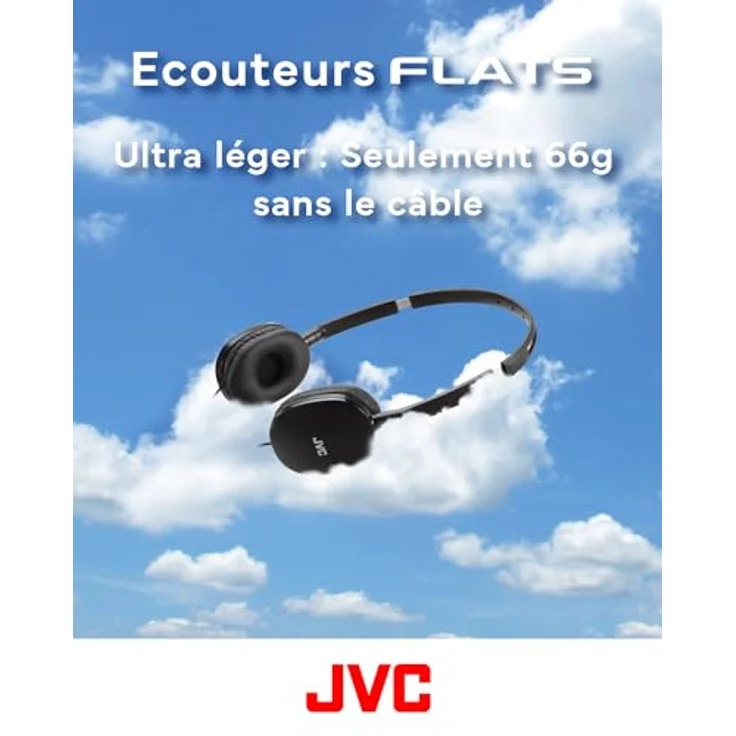 JVC HA-S160M-B - Flats Faltbarer und kompakter Kopfhörer in Glossy Trendfarbe, ideal für Telearbeit und Online-Seminare (Schwarz) – Bild 5