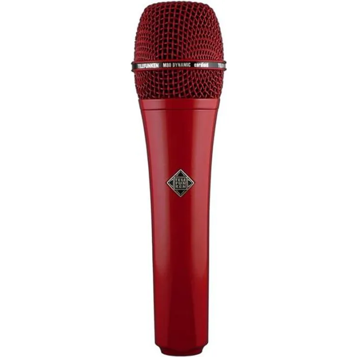 Telefunken M80 Rot, dynamisches Mikrofon mit Supernierencharakteristik, Frequenzbereich 50 Hz - 18 kHz, hohe Impedanz 325 Ohm, inkl. Mikrofon-Clip und Tasche