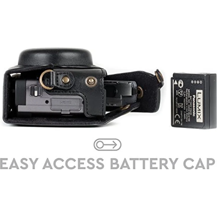 MegaGear MG1258 Panasonic Lumix DC-TZ95, DC-TZ90 Ever Ready Leder Kamera-Case mit Trageriemen - Schwarz – Bild 6