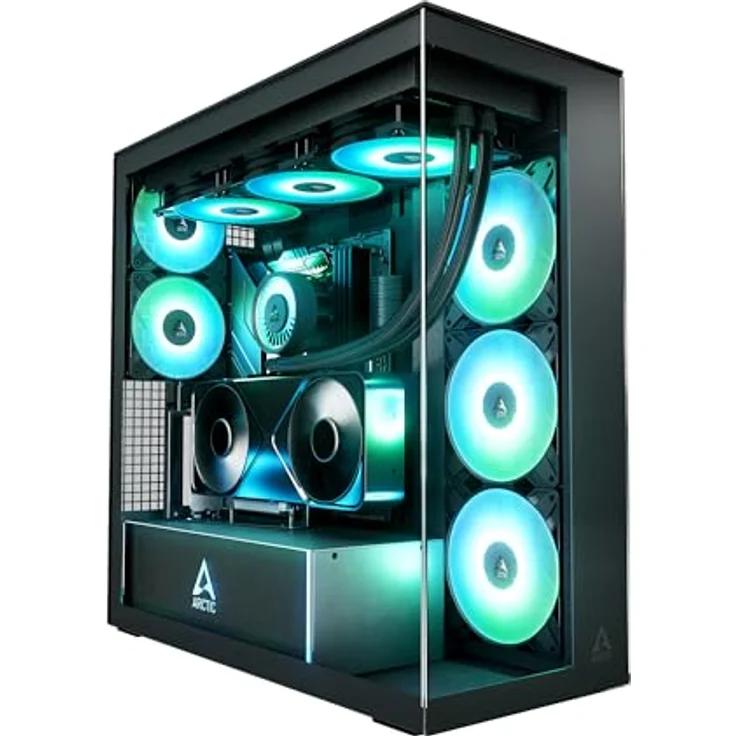 Arctic Xtender VG, E-ATX High-Airflow-Gehäuse mit Tempered Glass und 5 ARGB-Lüftern, schwarz – Bild 1