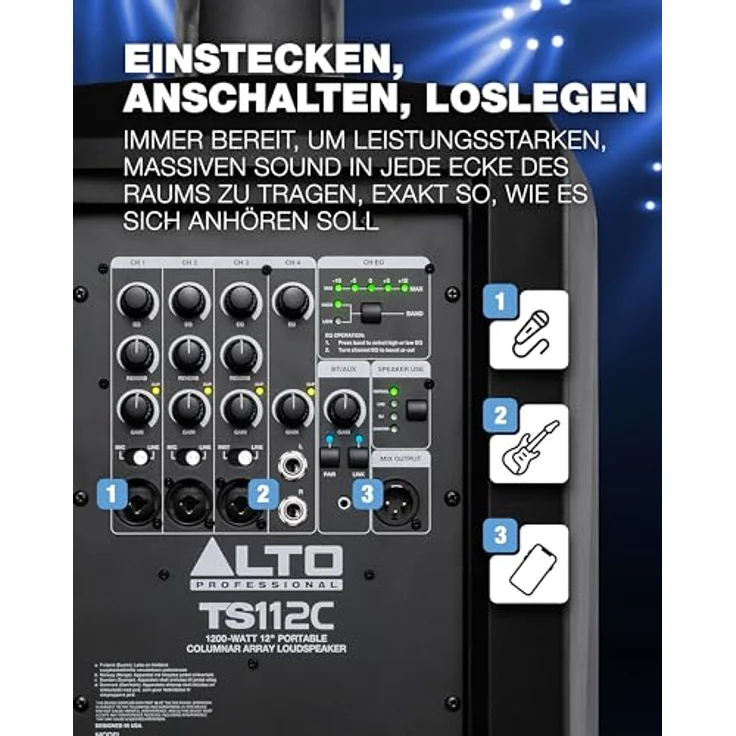 Alto Professional TS112C, Säulen PA System mit 1200 W Leistung, integriertem 12-Zoll-Subwoofer und Bluetooth-Streaming – Bild 7