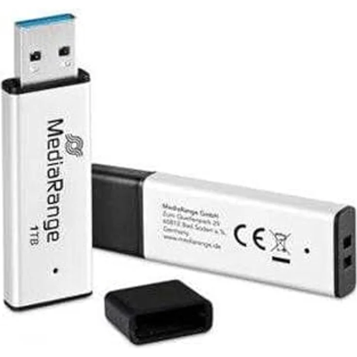 MediaRange High Perf USB Stick 1TB (1000 GB, USB-C), Schwarz-Silber, USB 3.2 Gen1, hohe Übertragungsgeschwindigkeiten – Bild 2