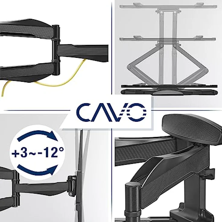 CAVO TV-Wandhalterung, schwenkbar, neigbar, für 32-70 Zoll Bildschirme bis 45 kg, max. VESA 400x400 mm – Bild 2