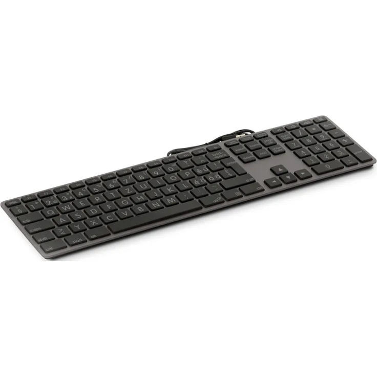 LMP BIG Aluminium-Tastatur für Windows mit Ziffernblock, 110 Tasten, QWERTZ (DE), große Beschriftung, SpaceGrau/Schwarz