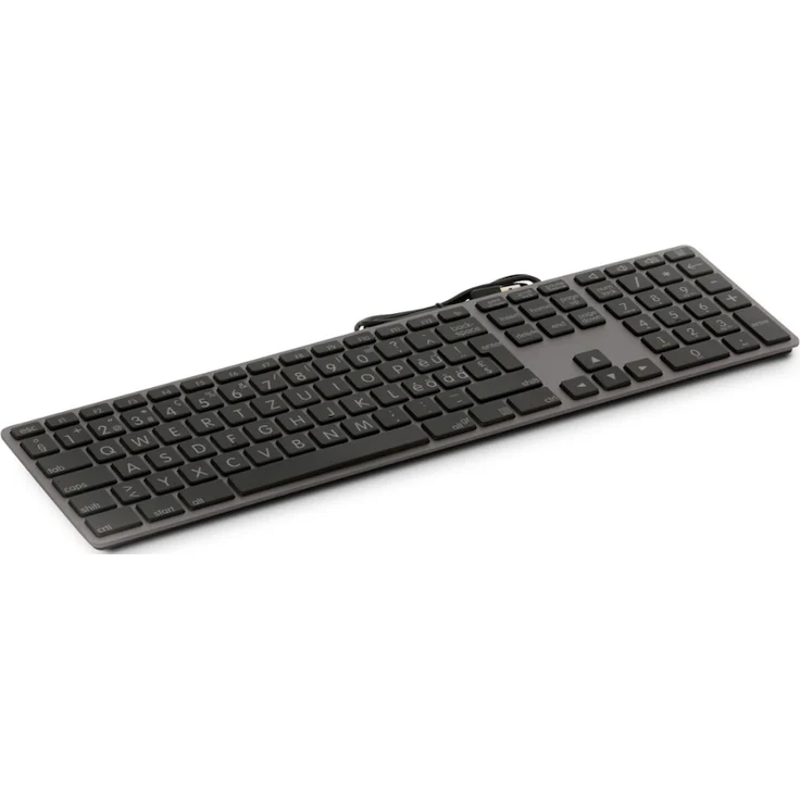 LMP BIG Aluminium-Tastatur für Windows mit Ziffernblock, 110 Tasten, QWERTZ (DE), große Beschriftung, SpaceGrau/Schwarz