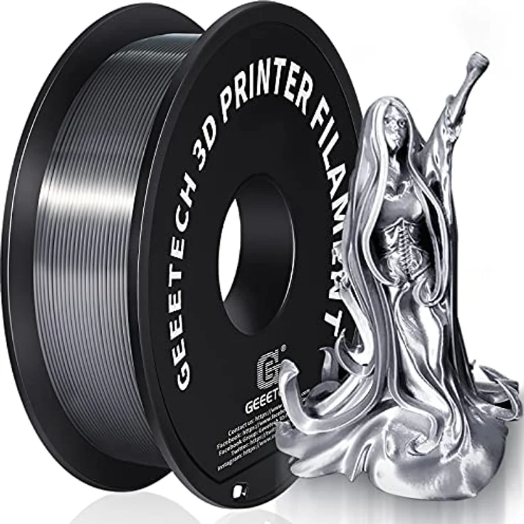 GEEETECH PLA Filament 1,75mm Silk Silber, 3D Drucker Filament, 1KG Spule – Bild 1