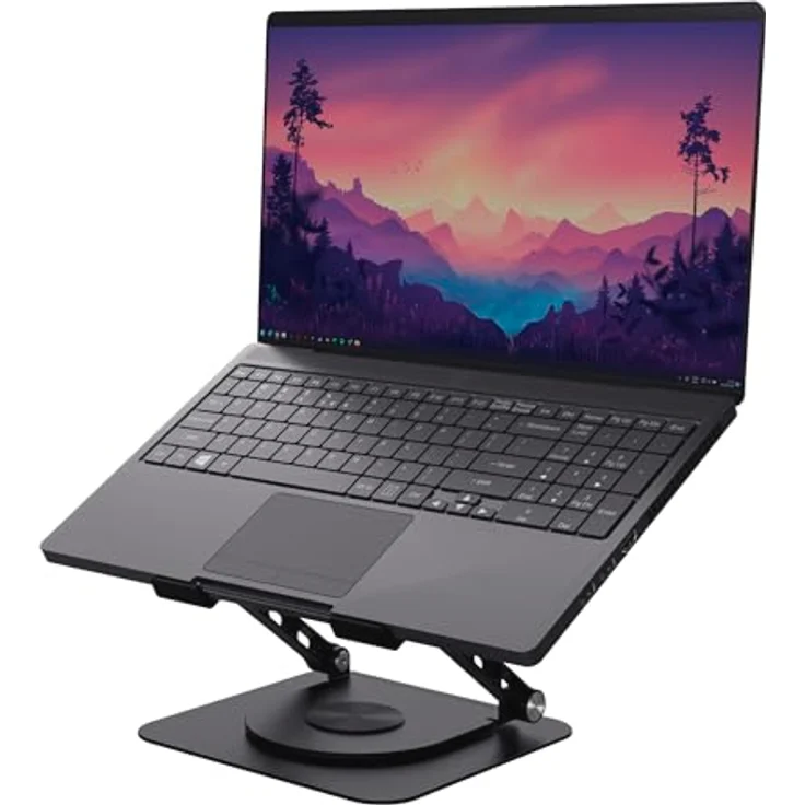 Trust Zeff Höhenverstellbarer Laptop Ständer für Laptop 16 Zoll mit 360-Grad-Drehung, Faltbarer Anti Rutsch Laptop Halterung für Lenovo, MacBook, HP, Dell, Schreibtisch, Home Office - Schwarz – Bild 1