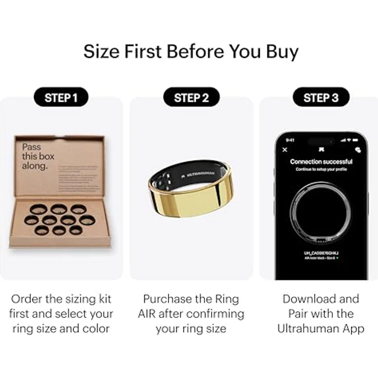 Ultrahuman Ring Air (8, Bionic Gold), Smart Ring mit Schlafindex, Temperaturverfolgung und Bewegungsindex, Gold – Bild 2