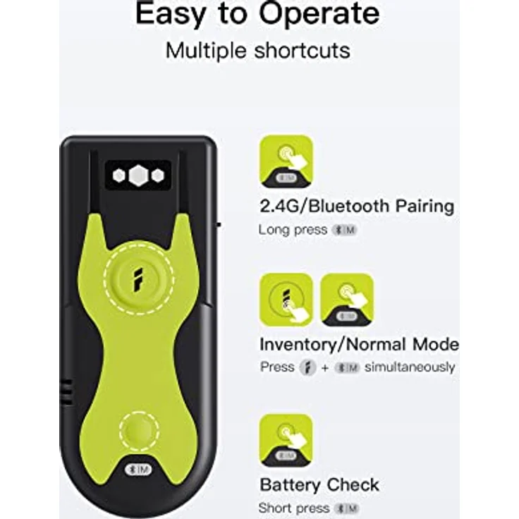 Inateck Barcode Scanner Bluetooth 2D mit 2,4Ghz USB Adapter, liest Barcodes von Bildschirmen, Exklusive Schnelltasten, BCST-42 – Bild 5