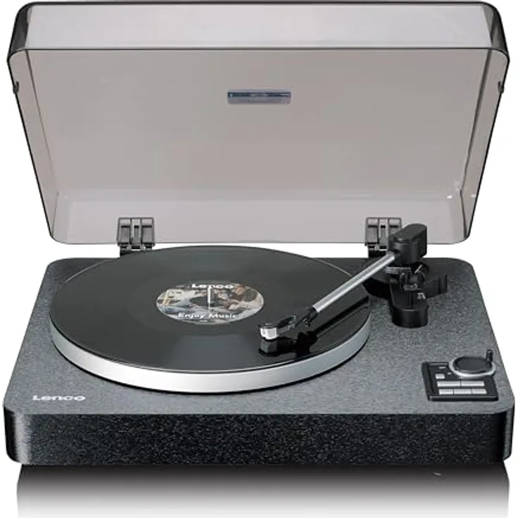 Lenco LBTA-165BK Vollautomatischer Plattenspieler - Bluetooth 5.3 - Holzgehäuse - Metall-Plattenteller & AT3600L Tonabnehmer - Auto-Start & Auto-Return - 2 Geschwindigkeiten (33/45 U/min) - Integriert - Schwarz