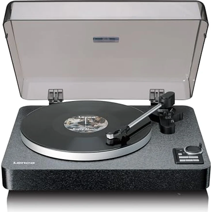 Lenco LBTA-165BK Vollautomatischer Plattenspieler - Bluetooth 5.3 - Holzgehäuse - Metall-Plattenteller & AT3600L Tonabnehmer - Auto-Start & Auto-Return - 2 Geschwindigkeiten (33/45 U/min) - Integriert - Schwarz – Bild 1