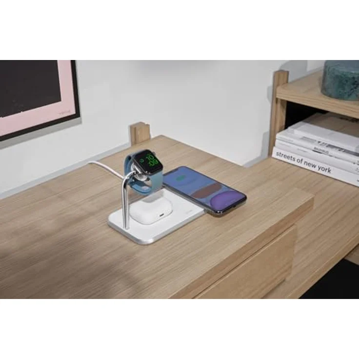 OtterBox Zens Dual + Watch Wireless Charger, kabelloses Ladegerät (10 W) für iPhone, Apple Watch und Qi-Geräte, inkl. 24-W-Netzadapter und 1,5 m Kabel, Weiß – Bild 5