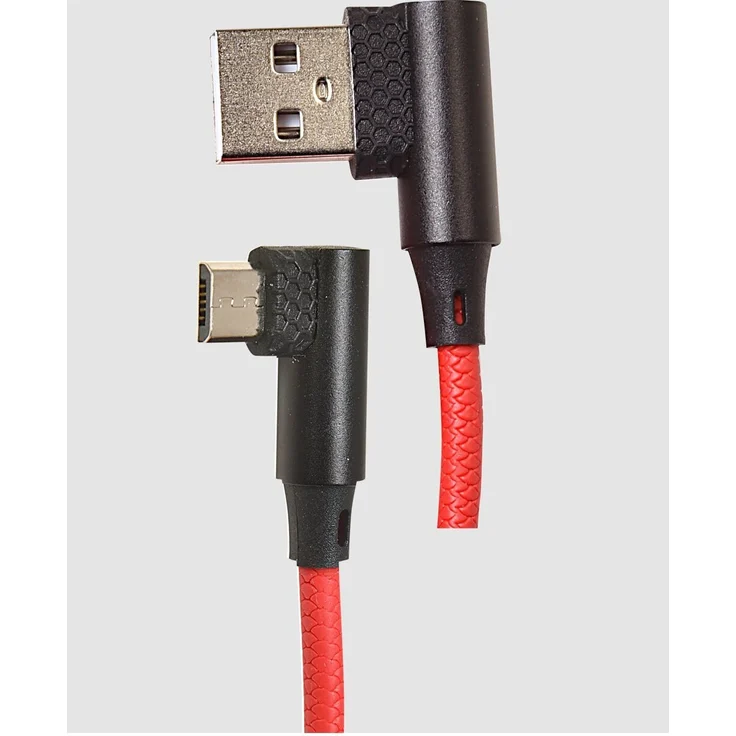 HEITECH Lade-/Datenkabel USB-A auf USB-Micro-B, 1m, 90° Winkelstecker, robust mit TPE-Ummantelung und Aluminium-Stecker, USB 2.0, 480 MBit/s