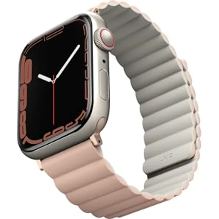 Uniq Revix Uhrenarmband für Apple Watch Series 1-8/SE/SE2/Ultra, Reversibles Magnetic Design aus Edelstahl und Silikon, Pink, 42/44/45/49mm – Bild 3