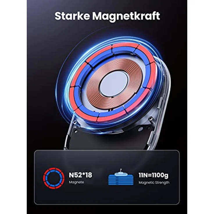 UGREEN Wireless Charger Auto Handyhalterung mit Magnetfunktion, kabelloses Ladegerät kompatibel mit iPhone Serie, 360° drehbar, stark magnetisch – Bild 3