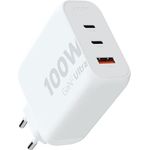 Xtorm GaN2-Ultra Power Adapter, 100W, 3 Anschlüsse, Recyceltes ABS-Material, USB-C & USB-A-Eingang, Geeignet für Smartphones, Tablets und Laptops - Weiß