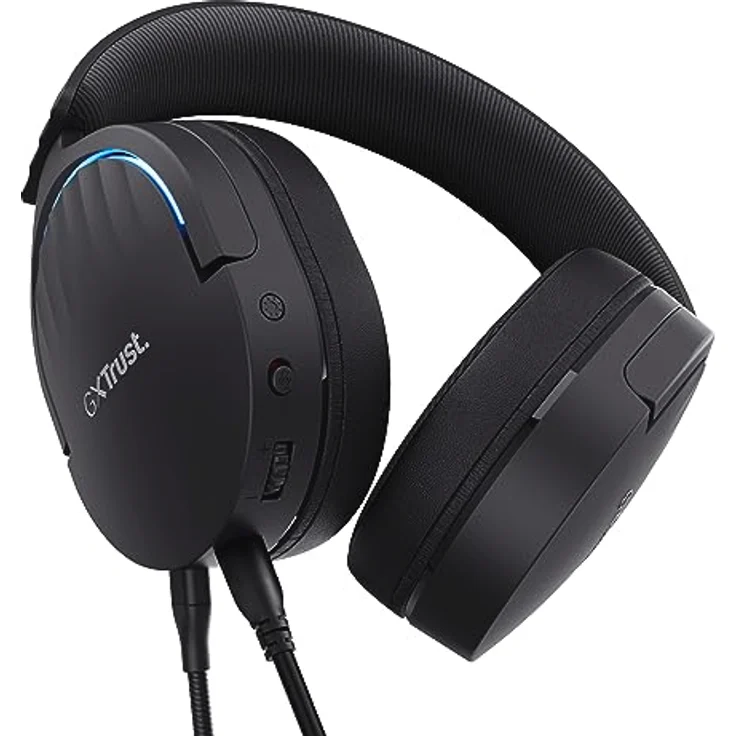 Trust Gaming GXT 490 Fayzo 7.1 Gaming Headset USB, 85% Recyclingkunststoff, Surround Sound, 50mm Treiber, 2m Kabel, Mikrofon mit Geräuschunterdrückung, RGB Over-Ear Kopfhörer für PC - Schwarz – Bild 2