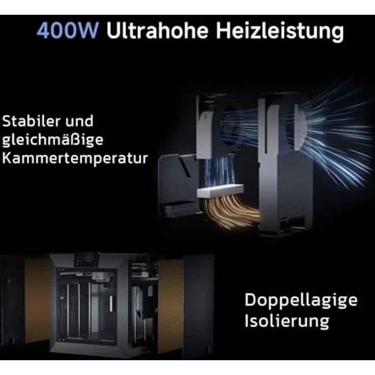 QIDI TECH PLUS4 3D-Drucker, Max 600mm/s Hochgeschwindigkeitsdruck, 65℃ Kammerwärme, 370°C Direktextruder, PPS-CF Filamentunterstützung, 305*305*280mm – Bild 3