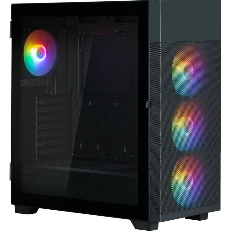 Zalman S5 Neo Black ATX Gehäuse, Mid-Tower mit 4 RGB-Lüftern, für ATX, mATX, Mini-ITX, Schwarz