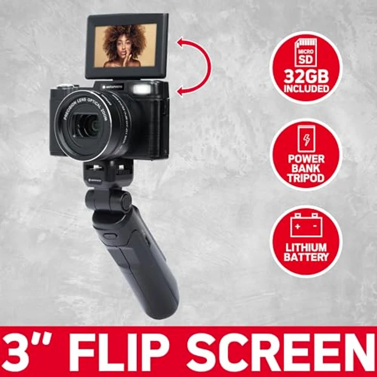 AGFA Realishot VLG-4K Optical Vlogging Kamera-Set, 24 MP Sensor, 5-facher optischer Zoom, blau – Bild 4
