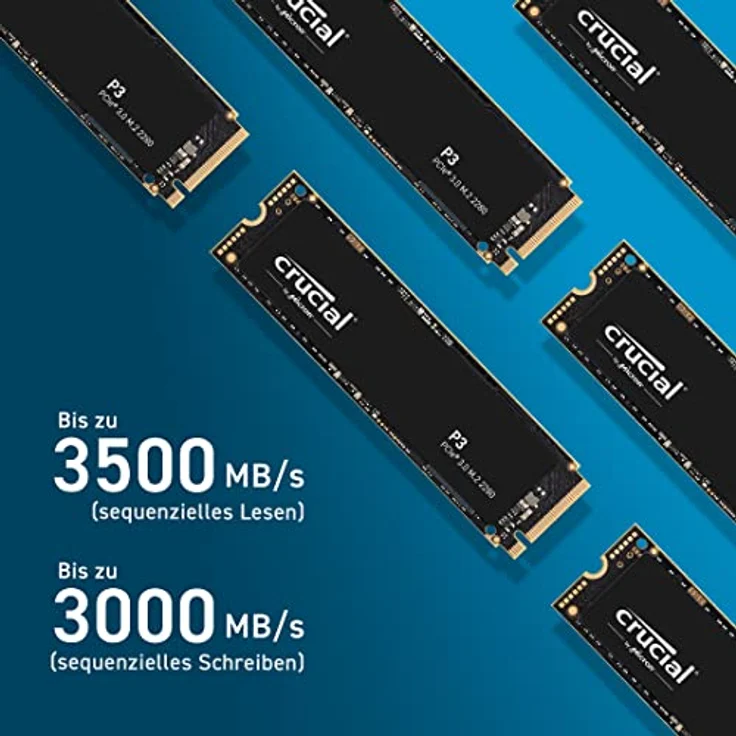Crucial P3 500GB M.2 PCIe Gen3 NVMe Intern SSD, Bis zu 3500MB/s - CT500P3SSD8 – Bild 3