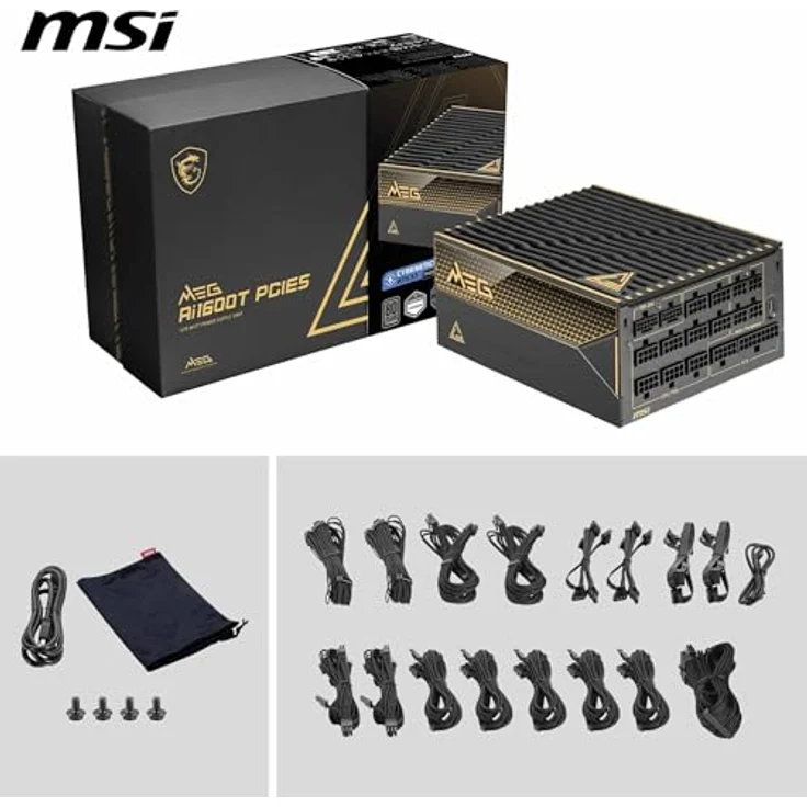 MSI MEG Ai1600T, 1600 W PC Netzteil mit innovativer Gaming-Technologie, Schwarz – Bild 7