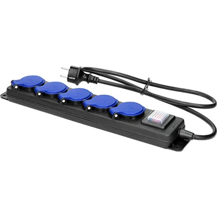 Netzkabel Schutzkontakt-Verlängerung, 5-fach, 5m, 3x1,5mm², IP44, schwarz, – Bild 3