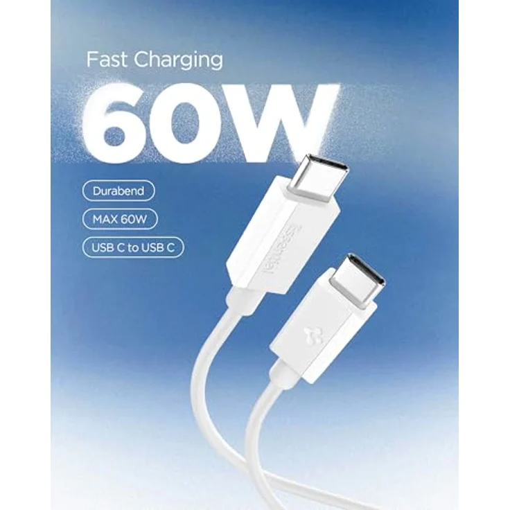 Spigen Essential USB C to USB C 60W Kabel, 1 m, weiß, USB 2.0 – Bild 2