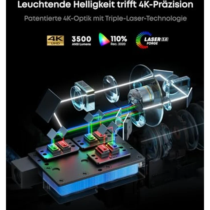 NEBULA X1 Triple Laser 4K Beamer, 3500 ANSI Lumen, 56000:1 Kontrast, 40W Stereo Sound, AutoKalibrierung, Dolby Vision, 300 Zoll, Outdoor, GTV – Bild 2