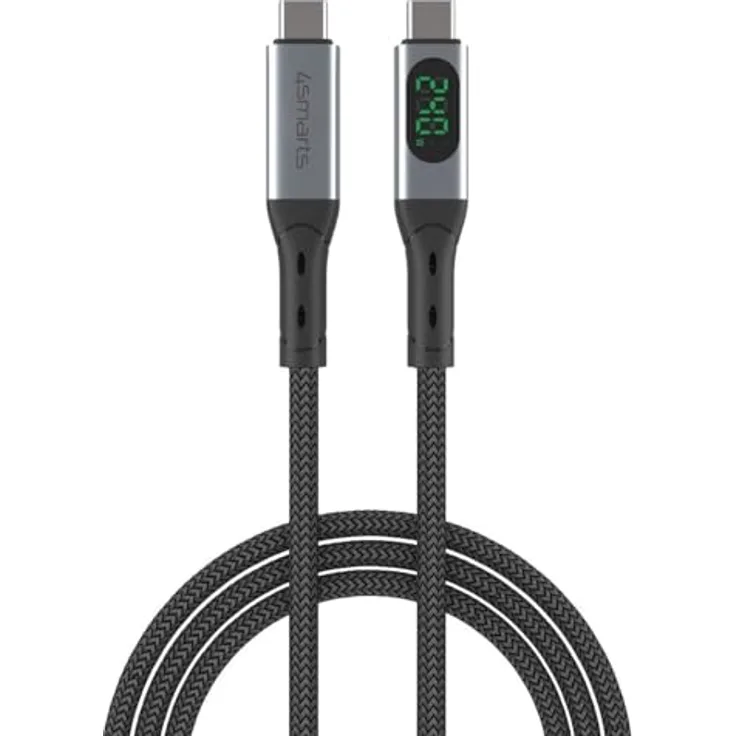 4Smarts USB4 Kabel DigitCord, 240 W Lade- und Datenkabel mit Echtzeit-Display, 40 Gbps High-Speed-Übertragung, 8K Unterstützung