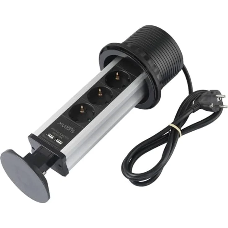 Sygonix SY-4737794 Steckdosenturm Schwarz, Silber Schutzkontakt 1 St. – Bild 4