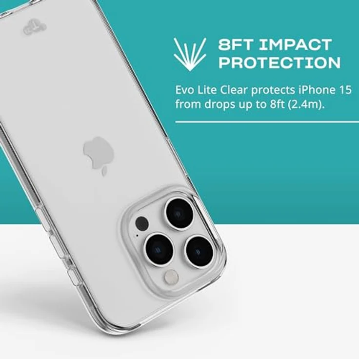 tech21 Evolite Clear, Smartphone Hülle für Apple iPhone 15 Pro, transparent, schlagfest bis 2,4m, biologisch abbaubar – Bild 5