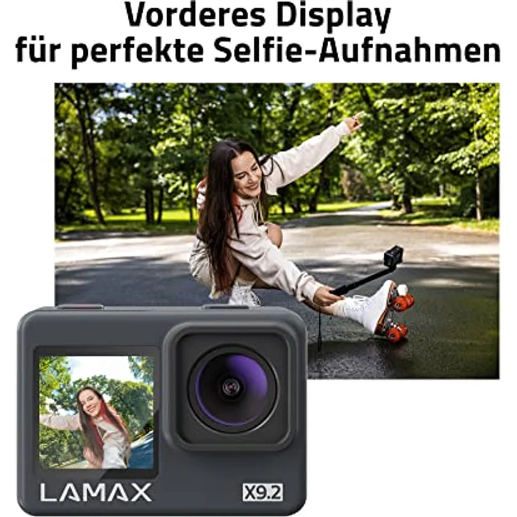 LAMAX X9.2 Action Cam, MAXsmooth Stabilisierung, bis 40 m Wasserdicht, 4K, 22 Zubehörteile, DISPLAY AUF DER VORDER- UND RÜCKSEITE, WI-FI-ÜBERTRAGUNG – Bild 6