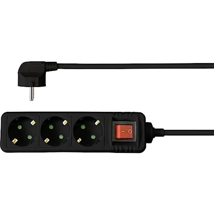 sygonix SY-7042482 Steckdosenleiste 3-fach Schwarz, Schutzkontakt mit Ein/Aus-Schalter, erhöhter Berührungsschutz – Bild 2