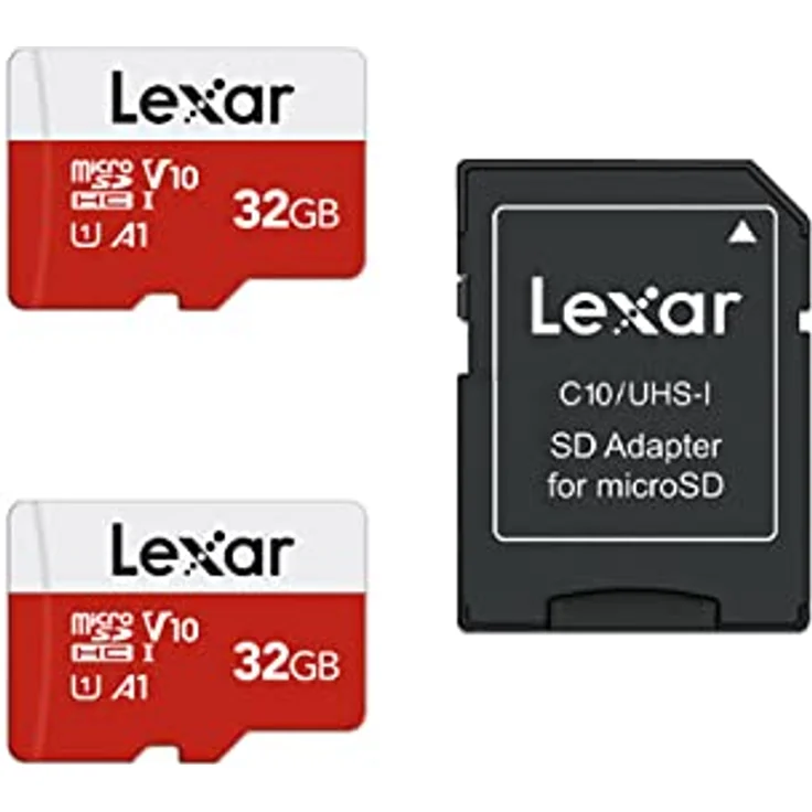 Lexar Micro SD Karte 32GB, 2er Pack, UHS-I, U3, A1, V30, C10, bis zu 100 MB/s Lesegeschwindigkeit mit Adapter, kompatibel mit Kamera, Smartphone und Switch, stoßfest und wasserdicht – Bild 1