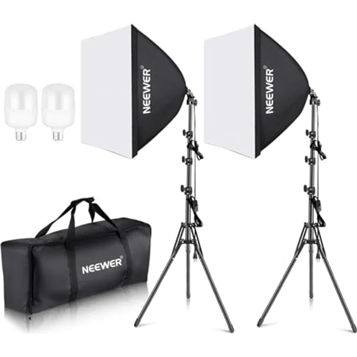 Neewer 60x60cm Softbox mit E27 Sockel 700W Studioleuchte Softbox Set, für Fotostudio-Porträts, Produktfotografie und Videoaufnahme – Bild 2