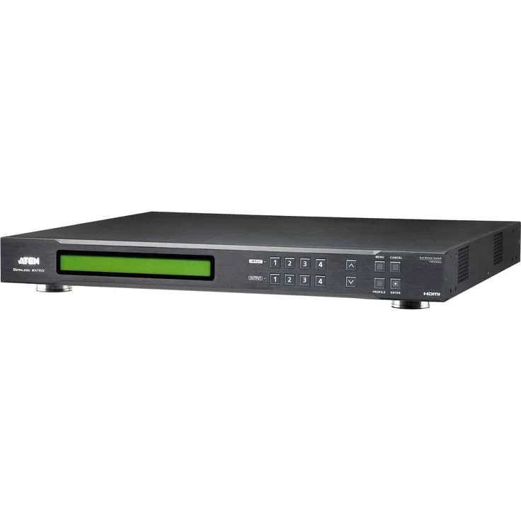 ATEN VM5404HA HDMI-Matrix-Switch, 4x4 HDMI, 1920x1080 Pixel, Seamless-Switch-Technologie, LCD-Bildschirm, Ethernet-Steuerung