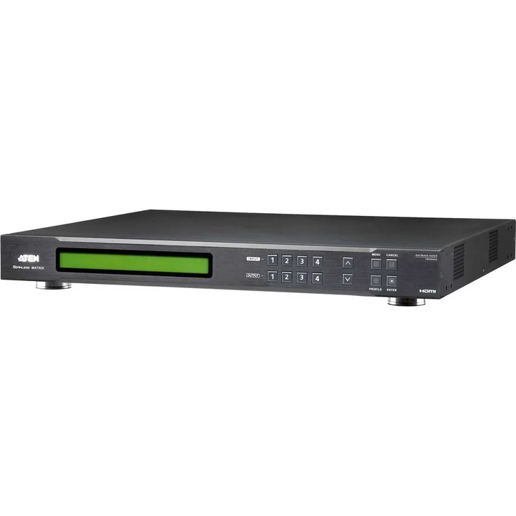ATEN VM5404HA HDMI-Matrix-Switch, 4x4 HDMI, 1920x1080 Pixel, Seamless-Switch-Technologie, LCD-Bildschirm, Ethernet-Steuerung