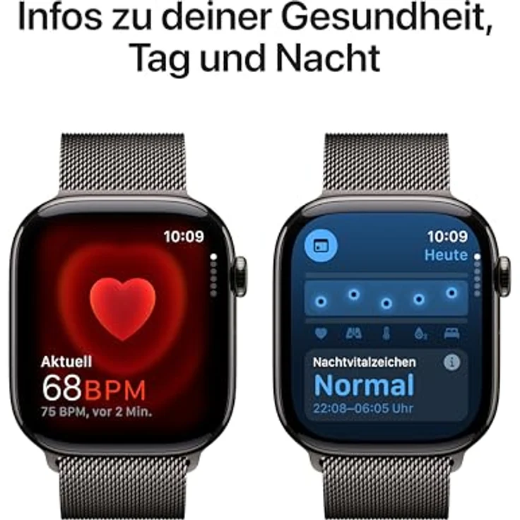 Apple Watch Series 10, 46 mm, GPS + Cellular, Titan Schiefergehäuse, Milanaise Schiefer, S/M – Bild 5