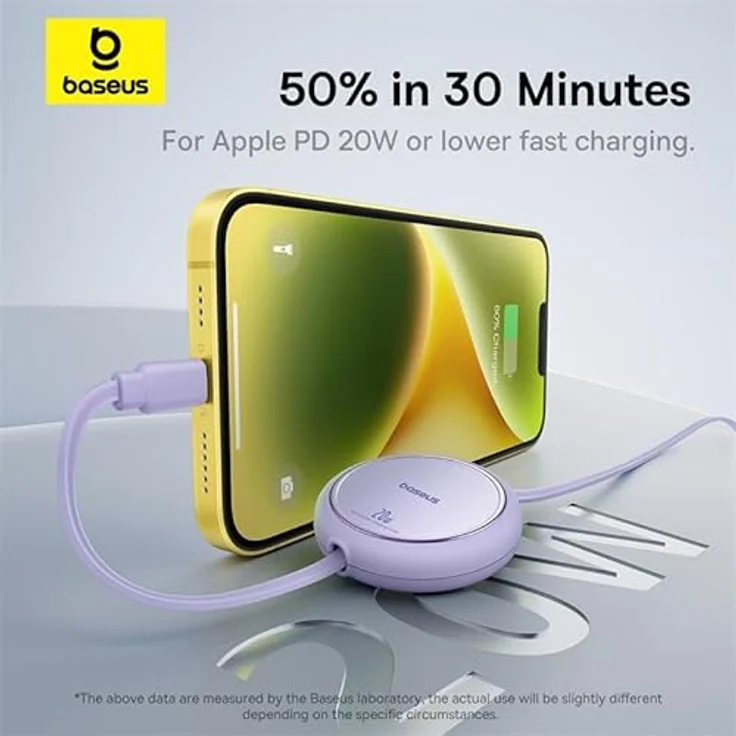 Baseus Free2Pull Einziehbares USB-C auf Lightning Schnellladekabel 1 Meter, 20W, weiß – Bild 6