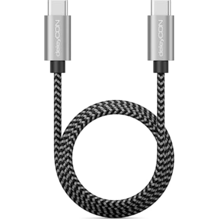 deleyCON 1m USB C Kabel PD3.0, 60W Schnellladekabel mit Nylon-Ummantelung, USB-C auf USB-C für iPhone 17 16 15 Pro Max, Galaxy S26 S25 S24 S23, Pixel, iPad Pro, MacBook Air, Switch, PS5 – Bild 3