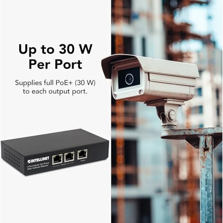 intellinet 561266 2-Port Gigabit High-Power PoE+ Extender, 2 PSE-Ports Metall Schwarz – Bild 6