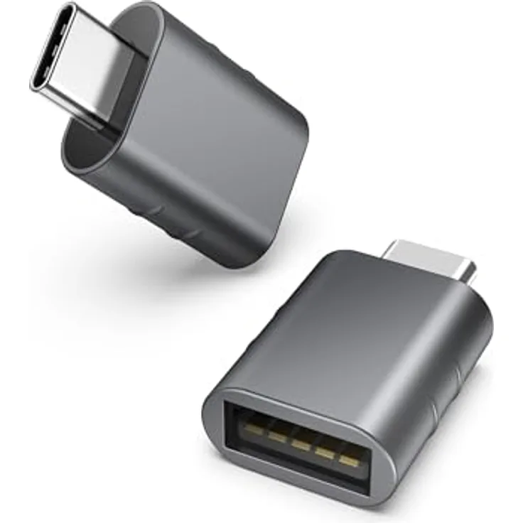 Syntech USB-C auf USB Adapter (2 Stück), Type-C auf USB 3.0 OTG, Spacegrau, kompatibel mit iPhone 17/16 Pro Max, MacBook Pro/Air, iPad, iMac, 5 Gbit/s Geschwindigkeit