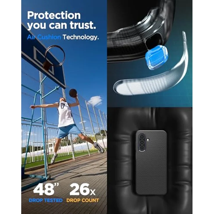 Spigen Liquid Air für Samsung Galaxy A26 5G Hülle [Anti Rutsch] Case Handyhülle mit Militärschutz und Kameraschutz Schutzhülle Cover - Matte Black – Bild 4