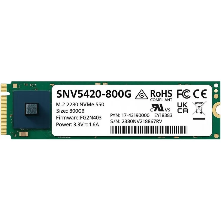 Synology SNV5420-800G, M.2 2280 NVMe SSD mit 800 GB, 3000 MB/s Leserate und Power-Loss-Schutz