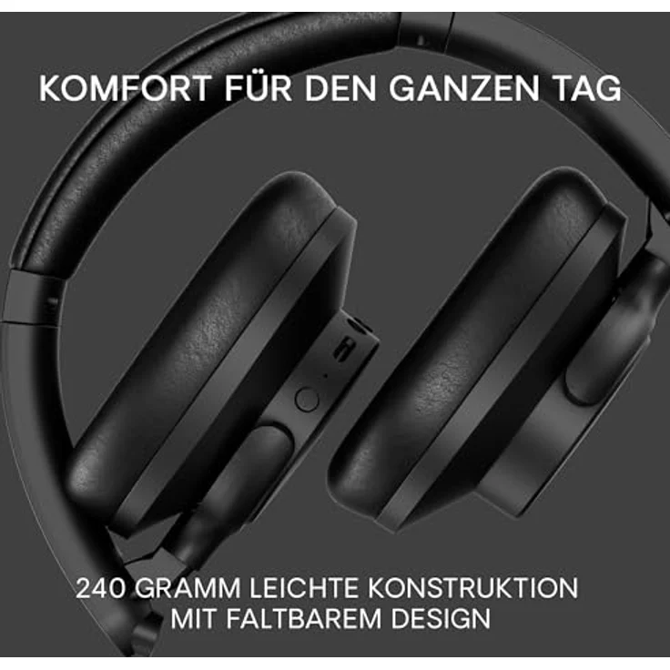 Urbanista Valencia Bluetooth Kopfhörer Over-Ear, Active Noise Cancelling, 50h Spielzeit, Hi-Res Audio, Deep Bass, Verbindung von 2 Geräten, Schwarz – Bild 5
