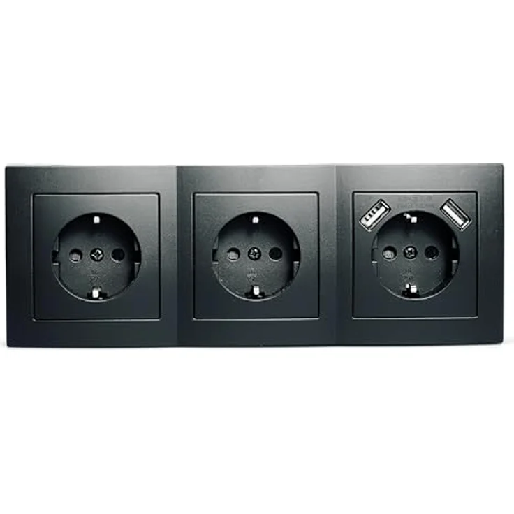 McPower Steckdosenblock Unterbausteckdose Flair inkl. 3-Fach Steckdosen + 2X USB-A, 230V~/16A, Aufbau, schwarz, matt – Bild 2