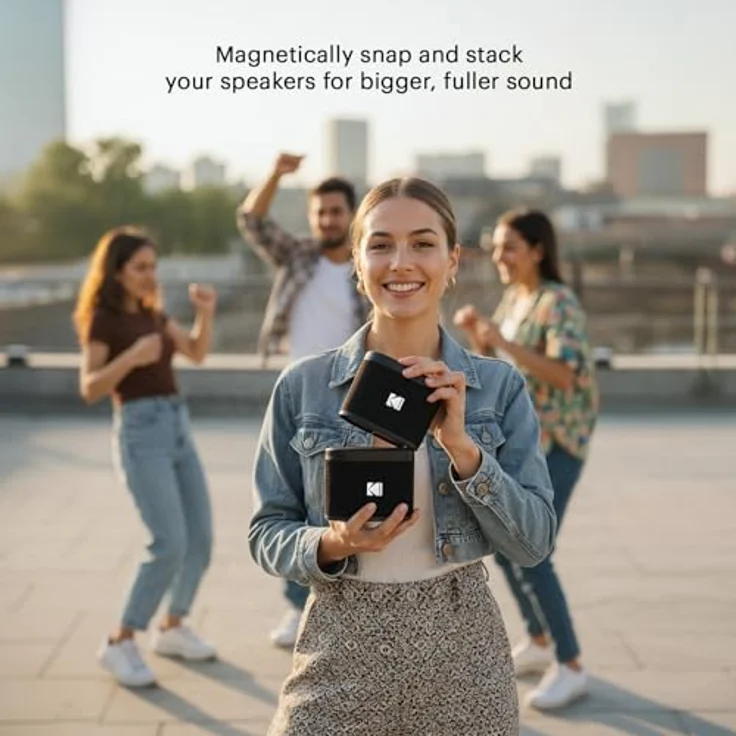 Kodak SoundBrix Wireless Stack Speaker, Bluetooth Lautsprecher mit kraftvollem Bass, 2er Set, Schwarz – Bild 6
