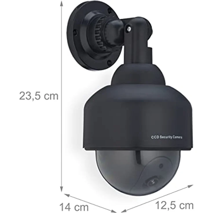 Relaxdays Kamera Dummy, 2er Set, blinkend, innen- & außen, Einbrecher Abschreckung, Überwachungskamera Attrappe, schwarz – Bild 4