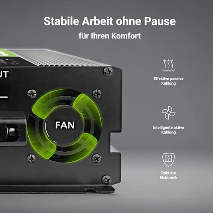 Green Cell DC to AC Power Inverter 2000 Watt, ATX-Netzteil mit 2 Ausgängen, Schwarz, 80 Plus Zertifizierung – Bild 8
